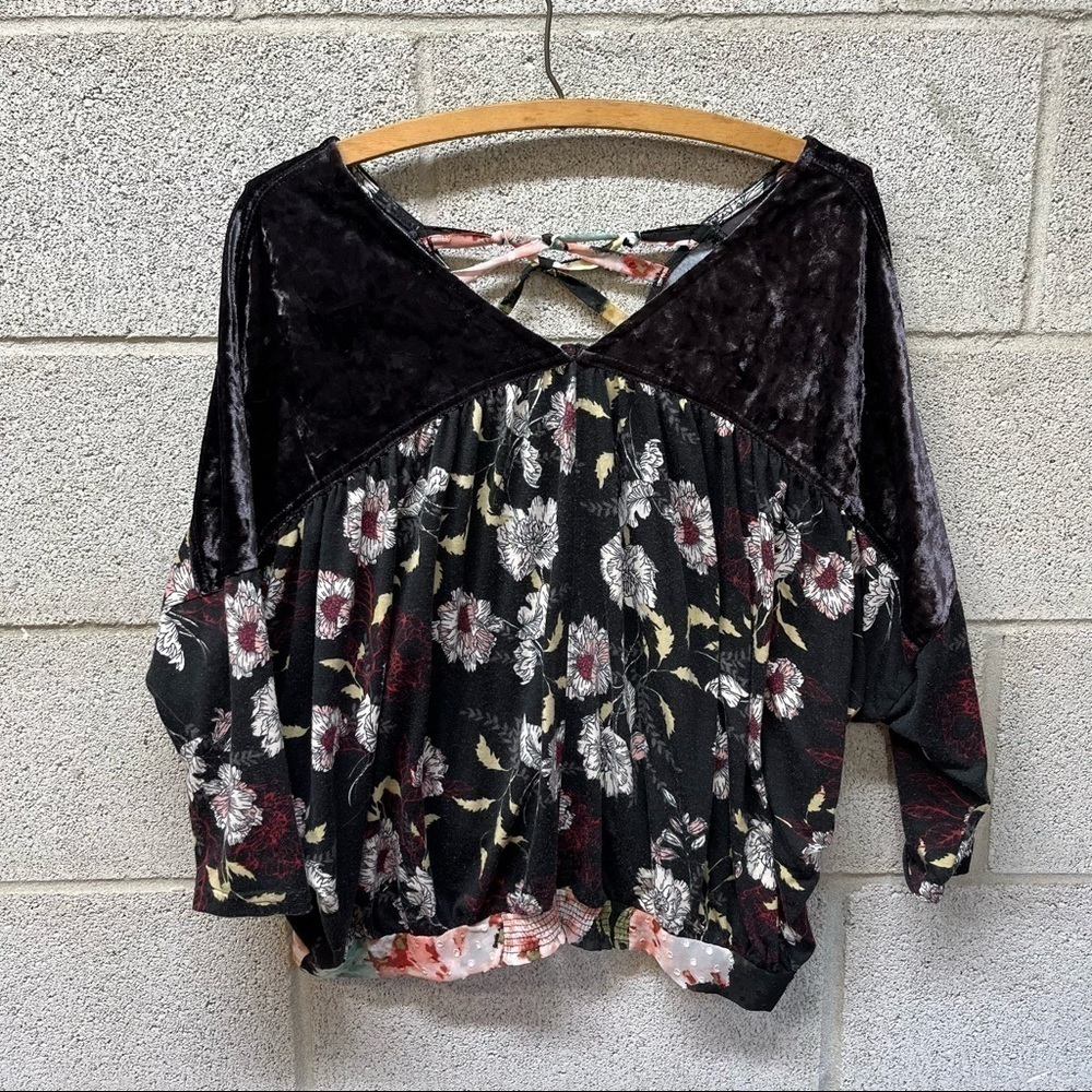 Floral Velvet Boho Blouse